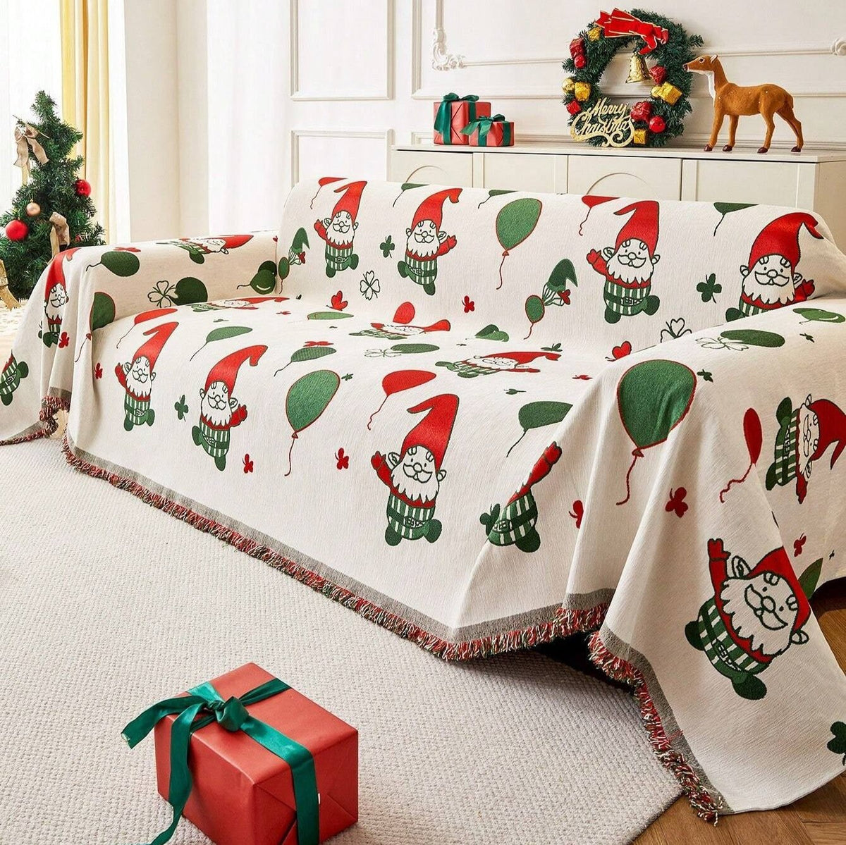 Housse de canapé de Noël lutin