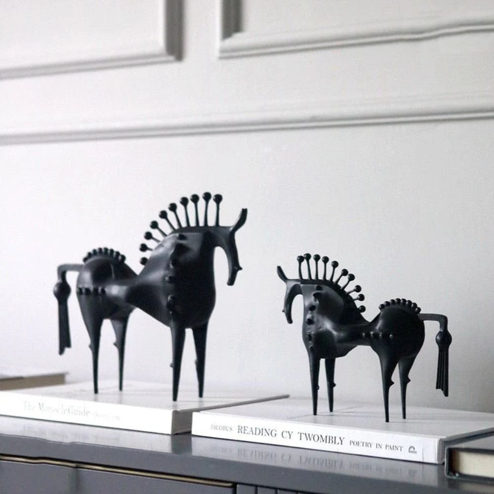 Sculpture cheval en métal Black Stallion