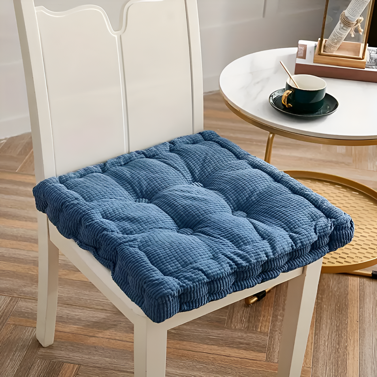 Galettes de chaise empilables en velours côtelé