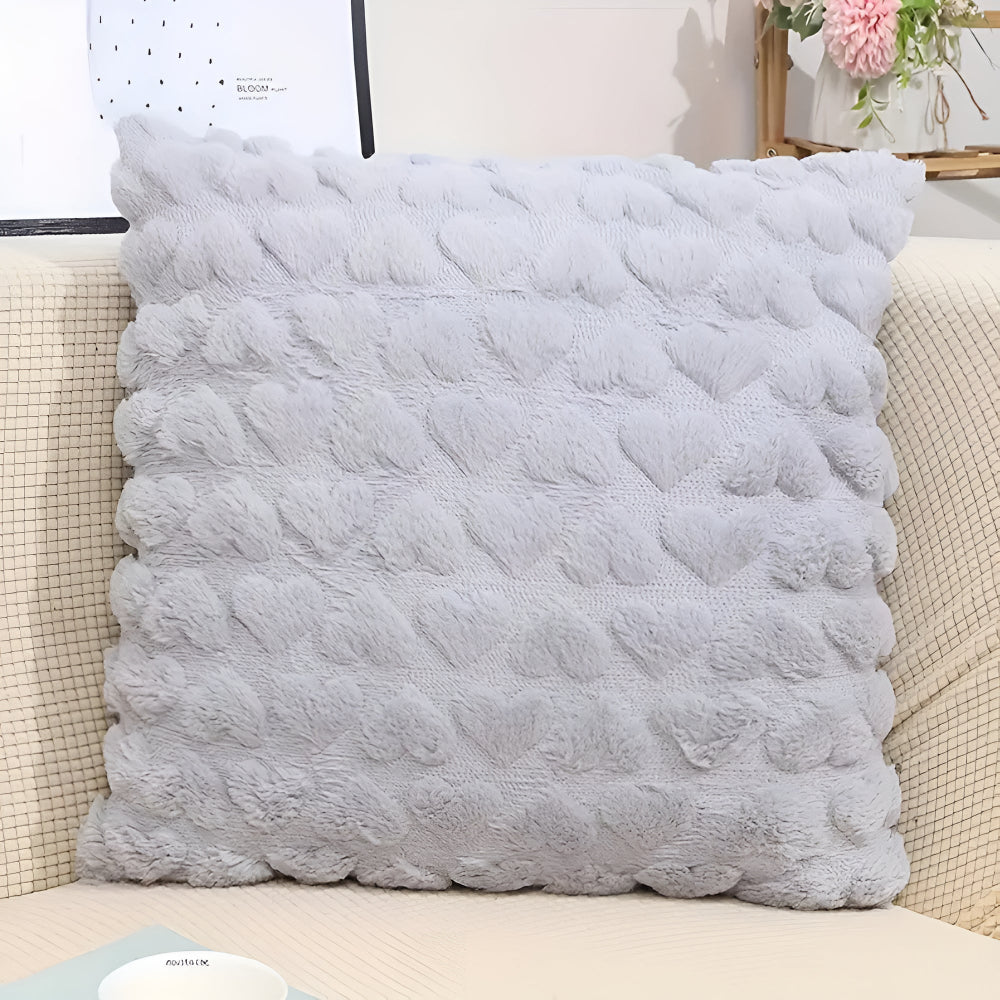 Housse de coussin cœur moelleuse