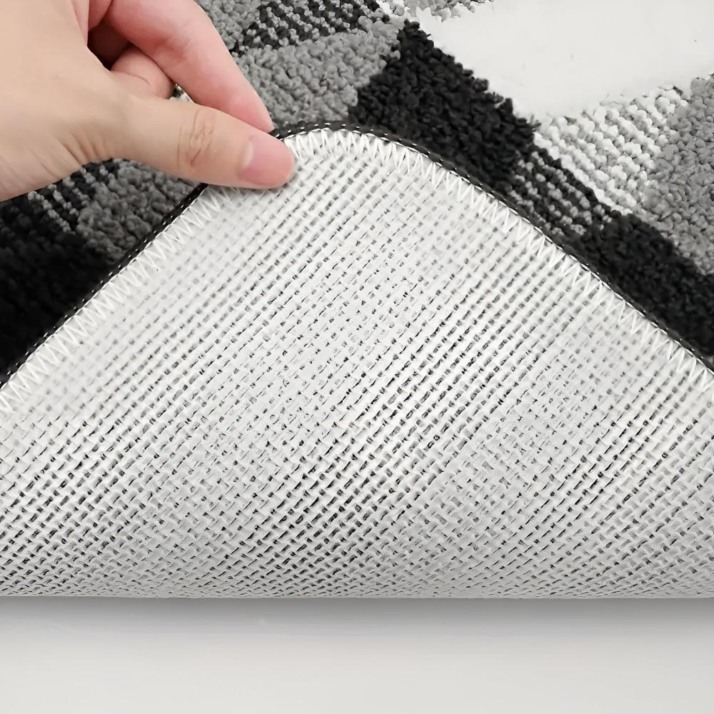 Tapis géométrique antidérapant en microfibre