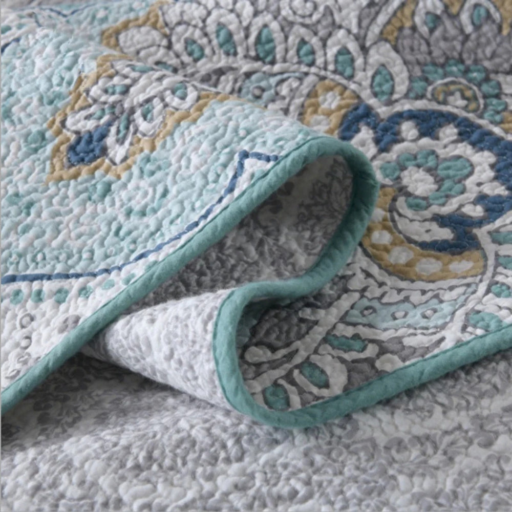 Parure de couvre-lit Paisley bleu turquoise