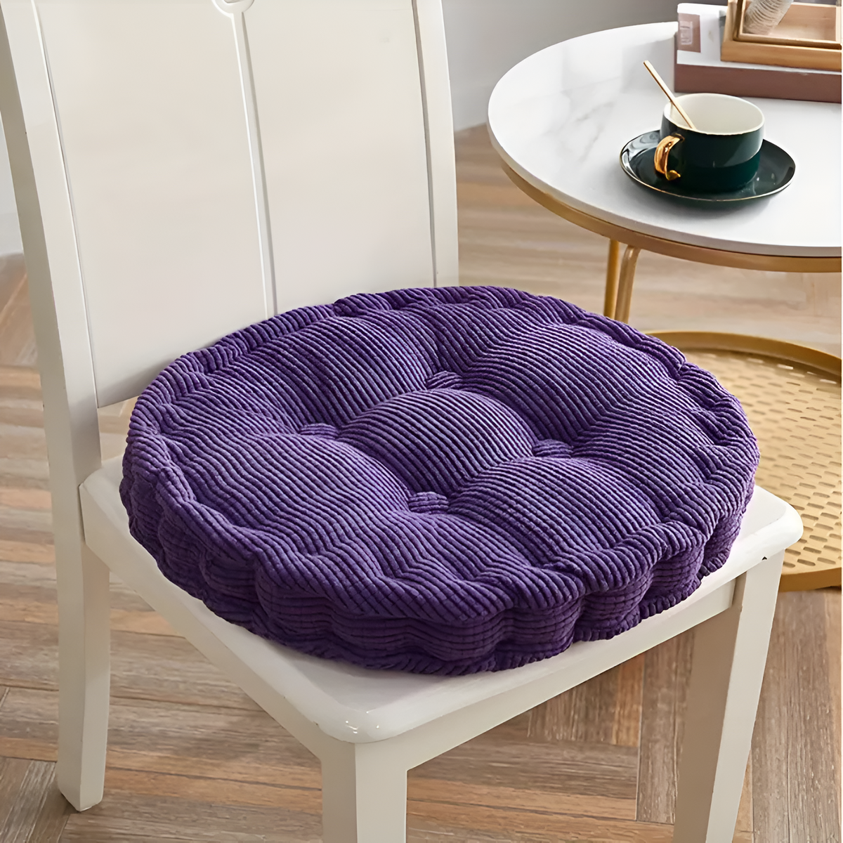 Galettes de chaise empilables en velours côtelé