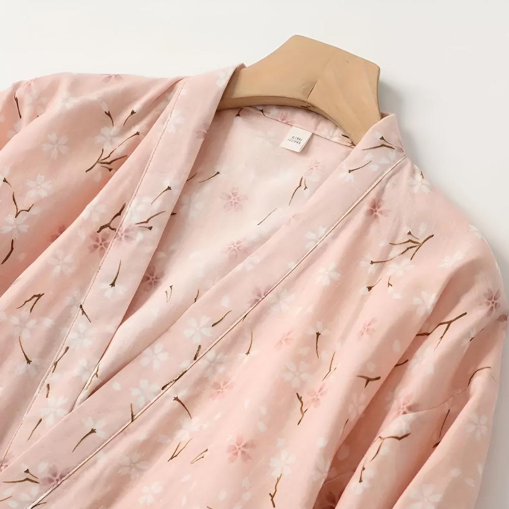 Peignoir en coton à fleurs pour femme