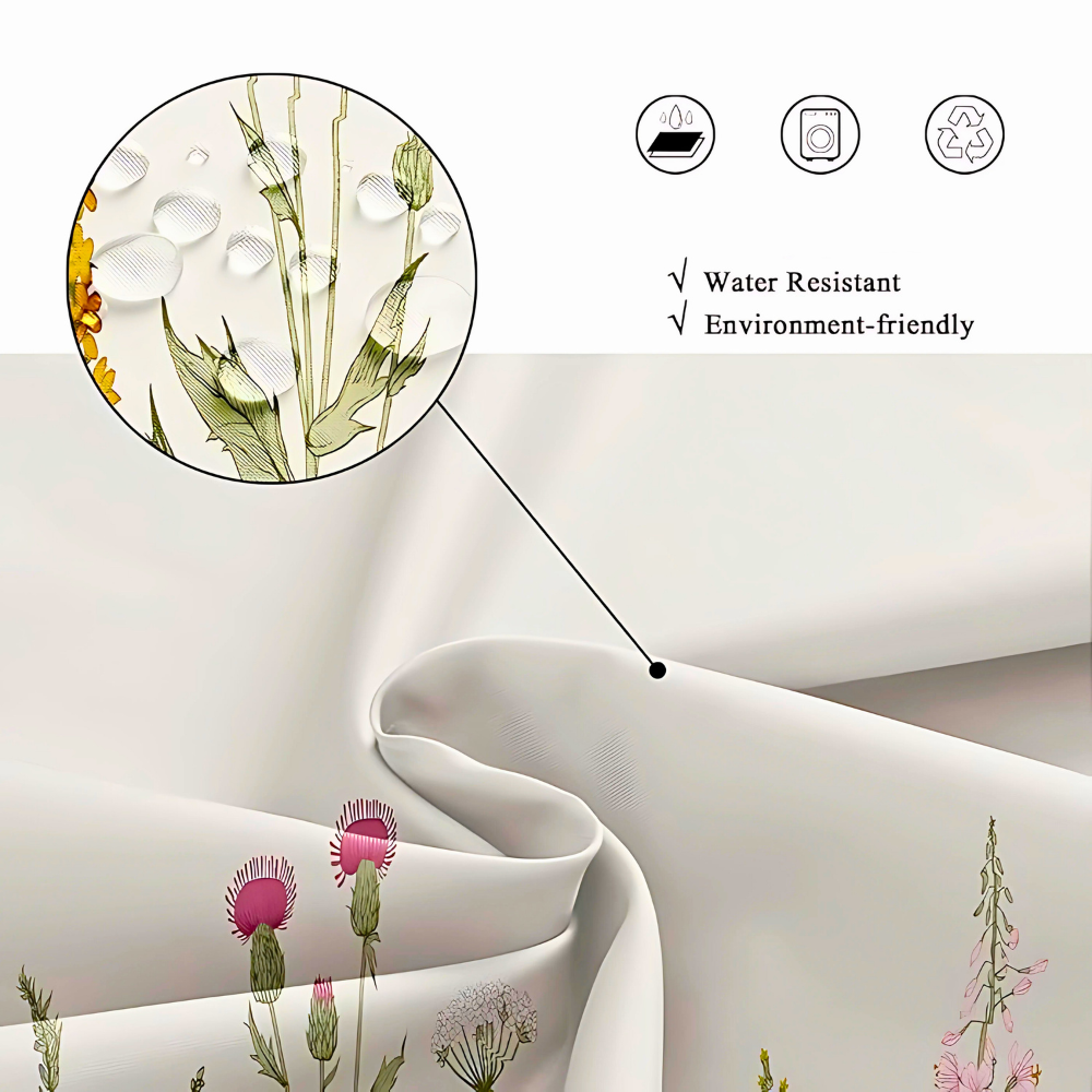 Rideau de douche imperméable motif végétal