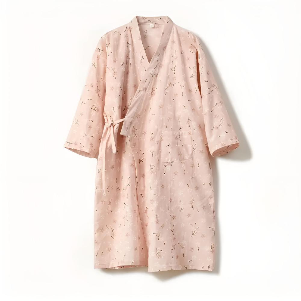 Peignoir en coton à fleurs pour femme