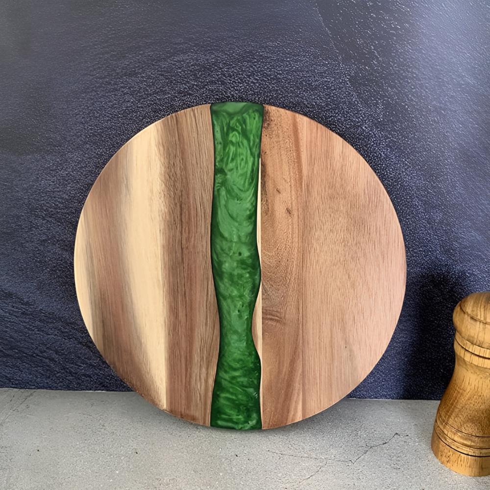Planche à découper ronde en bois et résine