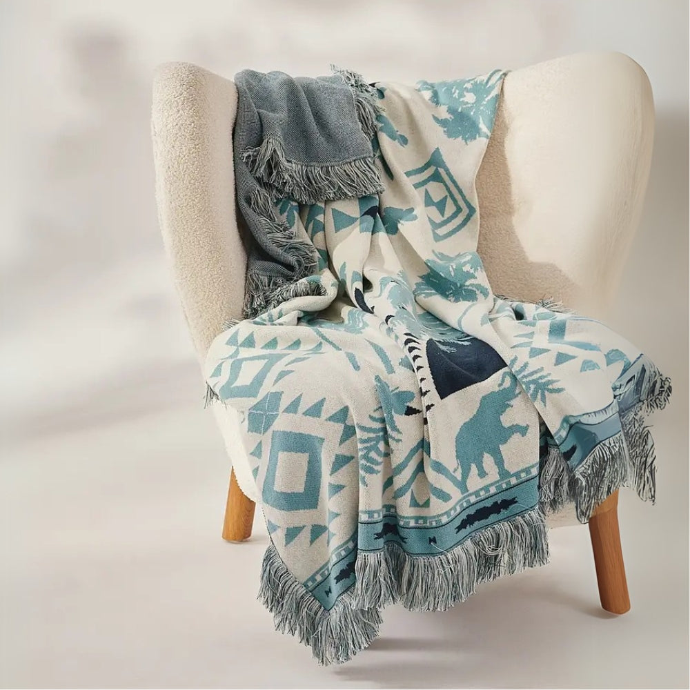 Plaid tricoté en coton géométrique boho Azura