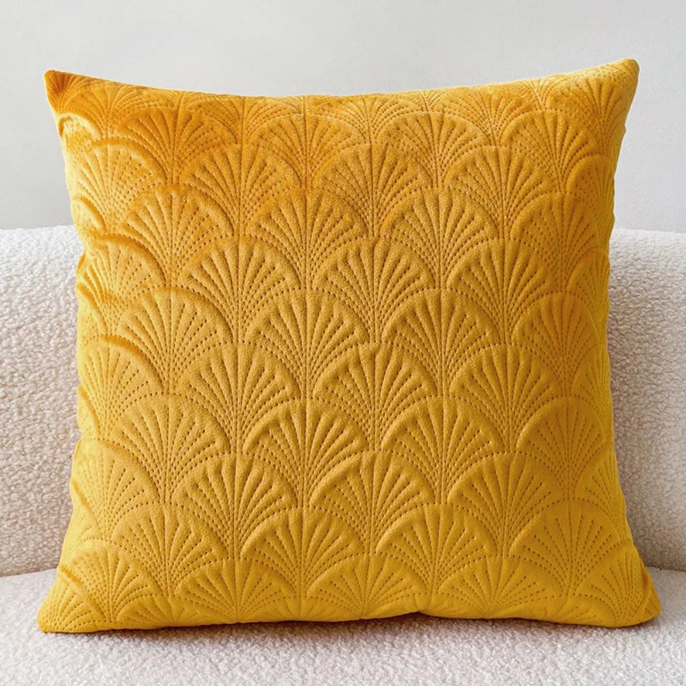 Housse de coussin en velours coquillage