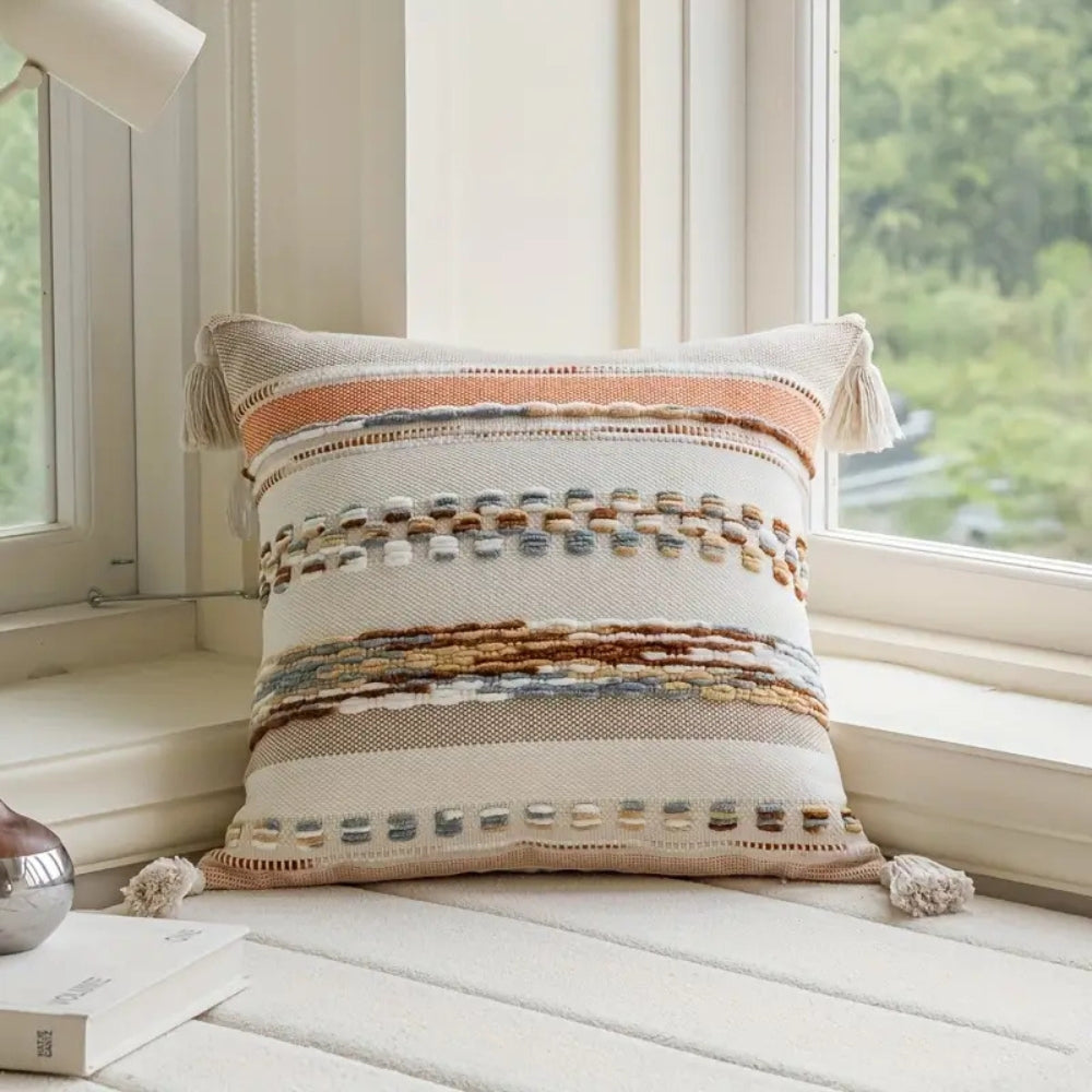Housses de coussin boho rayées double face