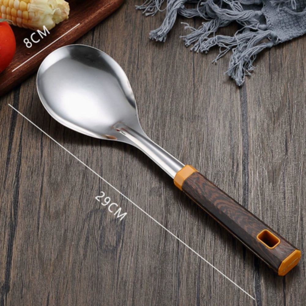 Ustensiles en inox effet bois | Lot de 6