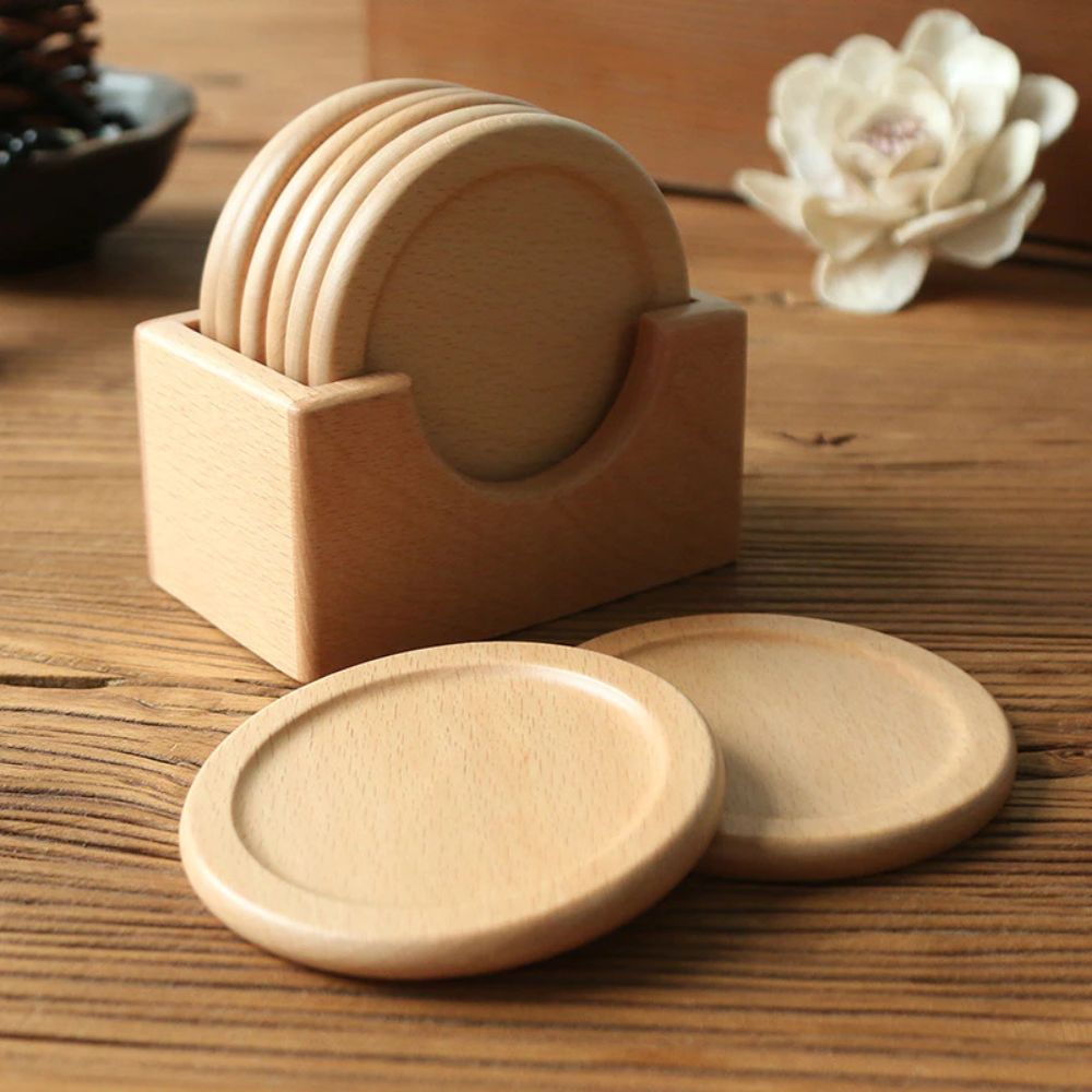 Sous-verres en bois style japonais | Lot de 6