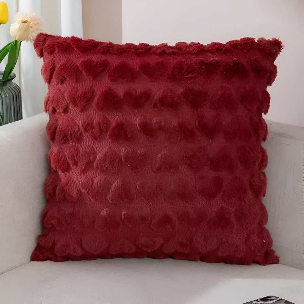 Housse de coussin cœur moelleuse
