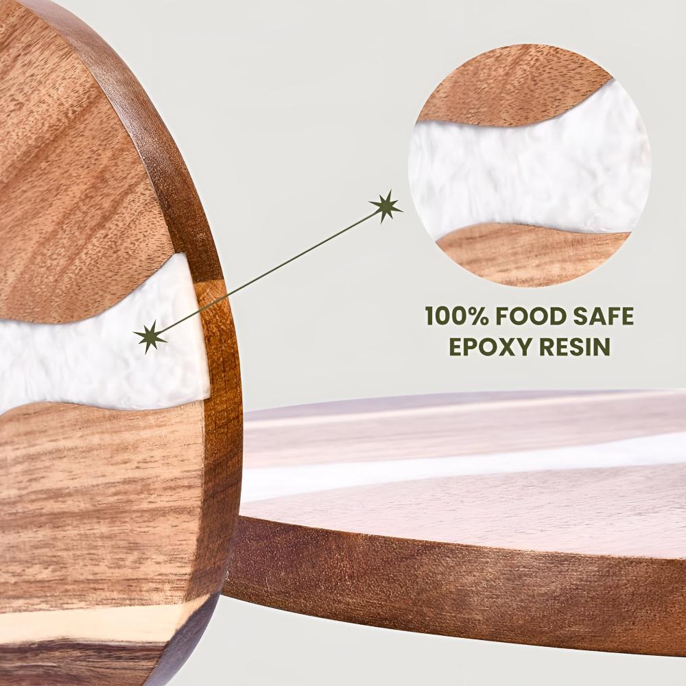 Planche à découper ronde en bois et résine