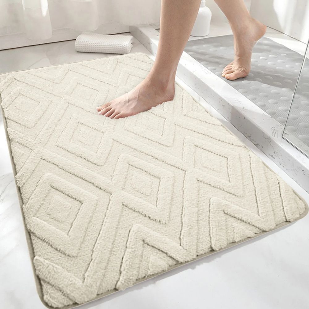 Tapis de bain jacquard à losanges