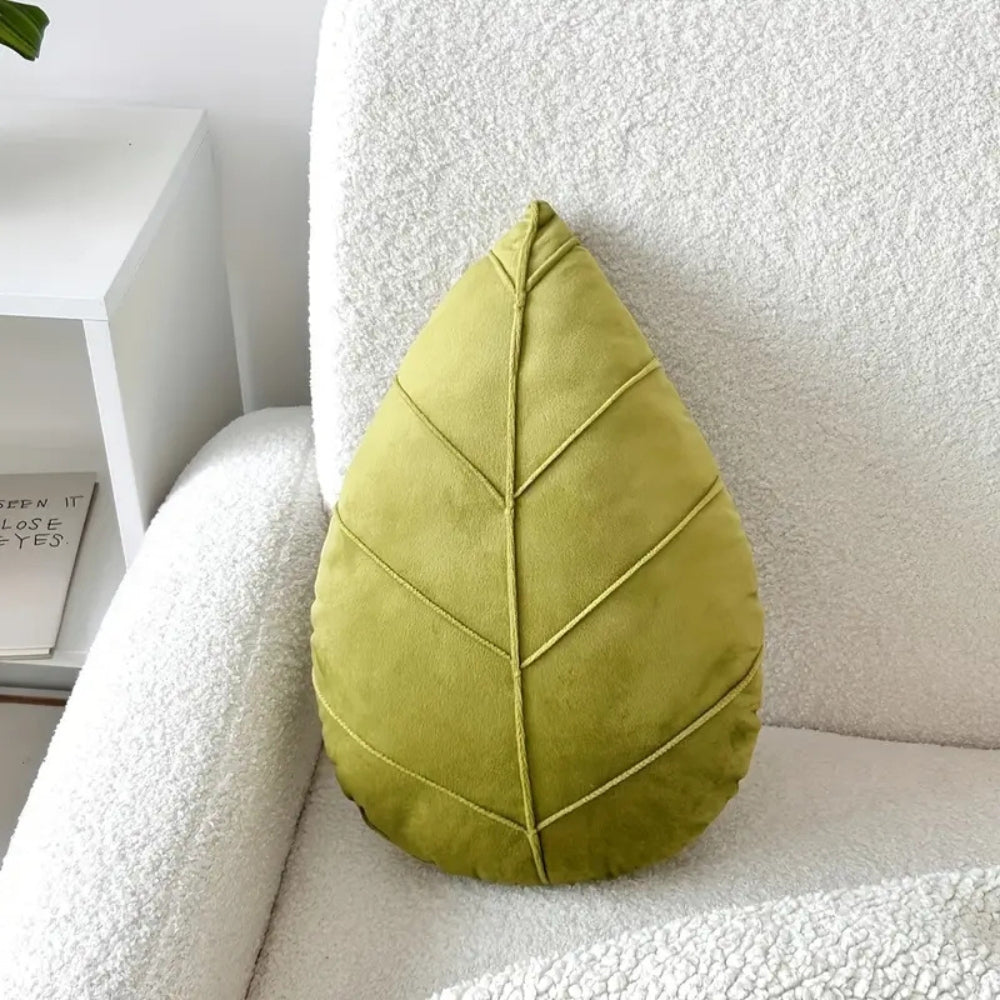 Coussin en forme de feuille Verdant Flourish