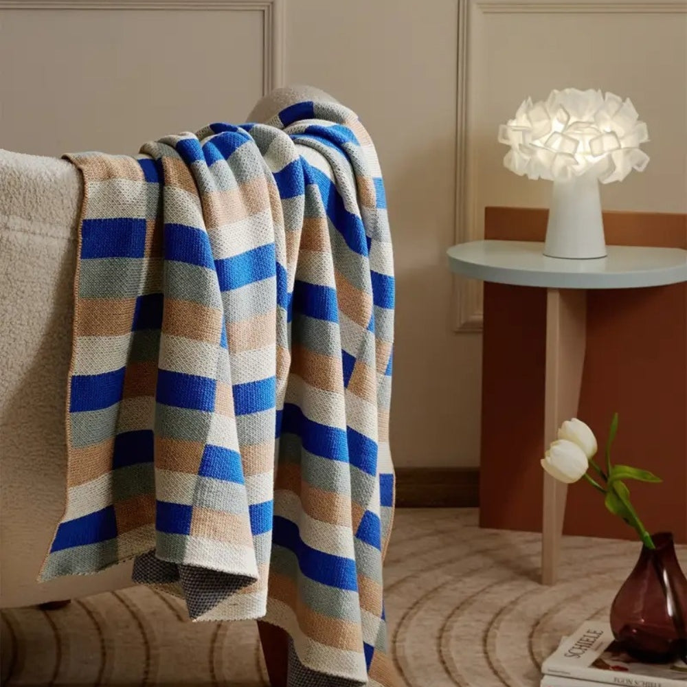 Plaid en coton respirant rayé Nordica