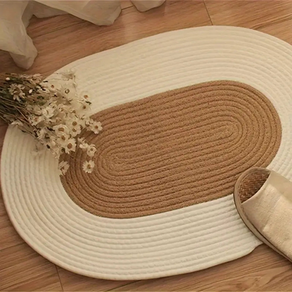Tapis ovale tressé en chanvre boho