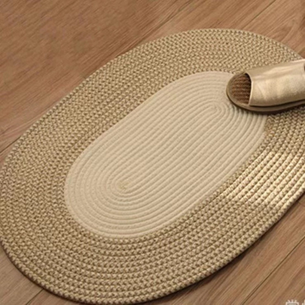 Tapis ovale tressé en chanvre boho