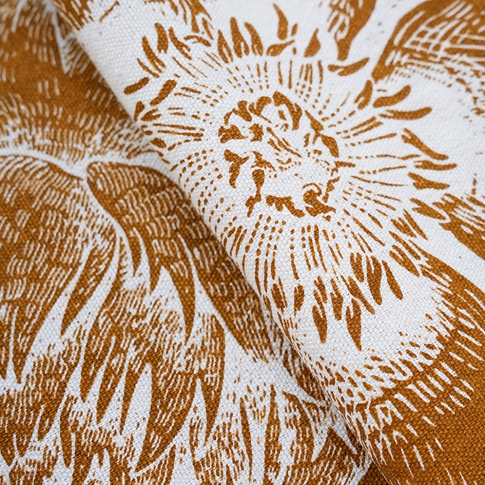 Nappe boho fleurie à pompons motif paon
