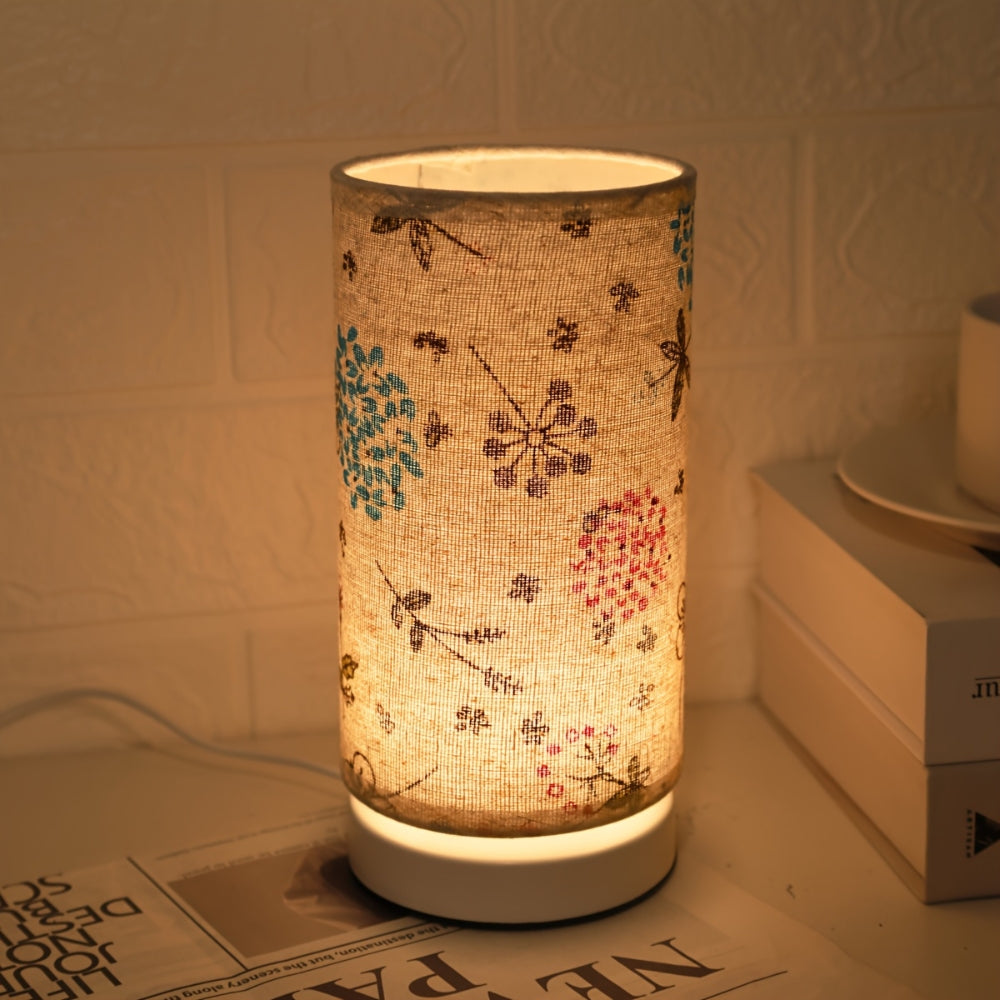 Lampe de table en tissu botanique fleuri