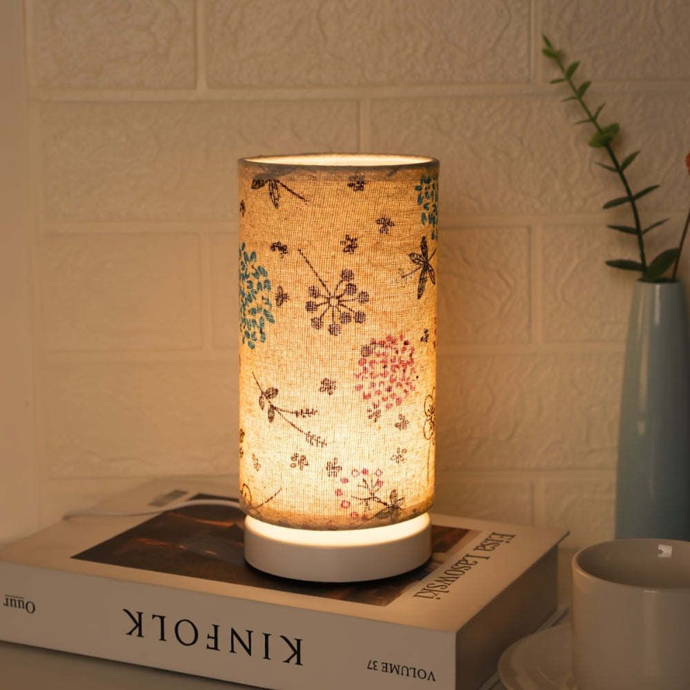 Lampe de table en tissu botanique fleuri