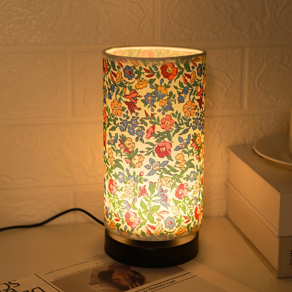 Lampe de table en tissu botanique fleuri