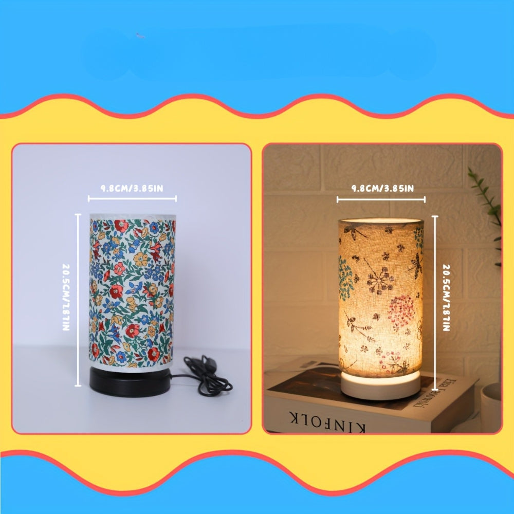 Lampe de table en tissu botanique fleuri