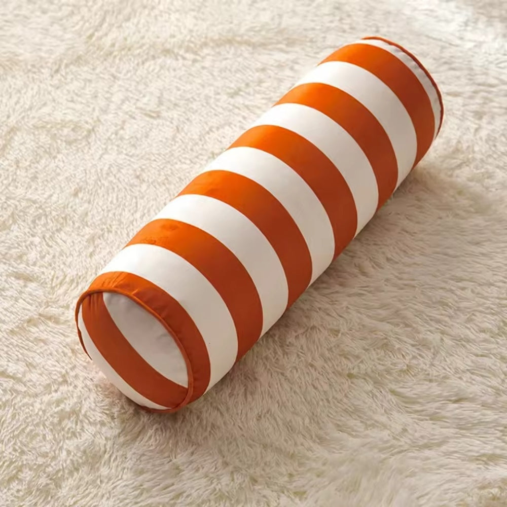 Coussin cylindrique rayé bonbon