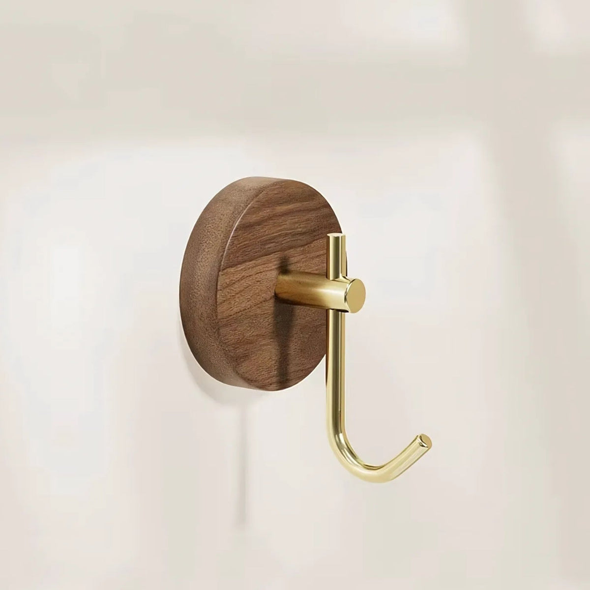 Patère ronde adhésive en bois
