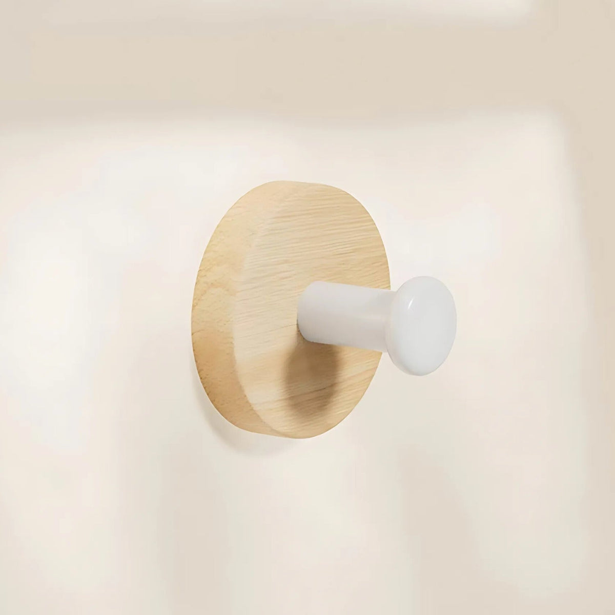 Patère ronde adhésive en bois
