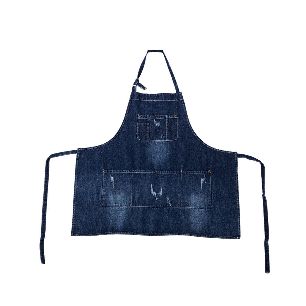 Tablier classique en denim bleu à poche