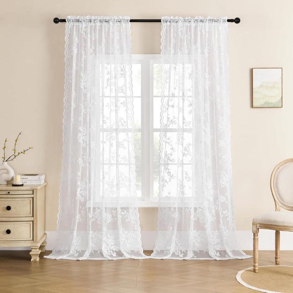 Rideaux voile fleuris