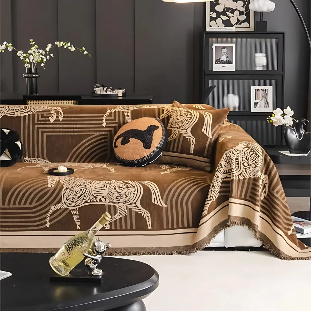 Housse de canapé Gallora motif chevaux toutes saisons