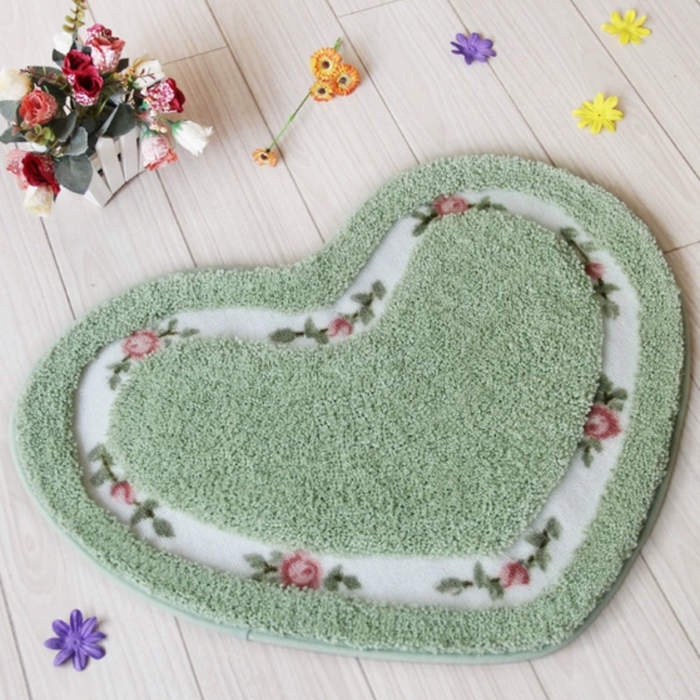 Tapis de bain touffeté cœur fleuri