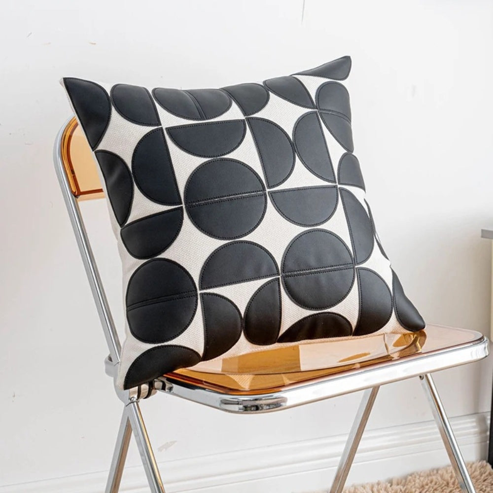 Housse de coussin de canapé en simili cuir brodé