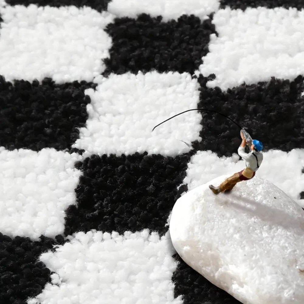 Tapis de bain moelleux à damier