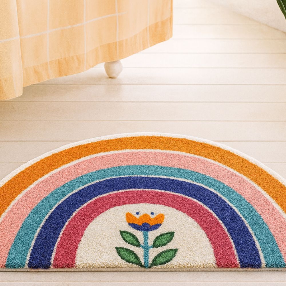 Tapis de bain demi-lune arc-en-ciel