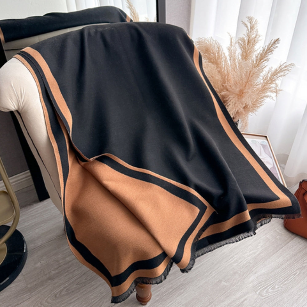 Écharpe-poncho rayée double face Savéra