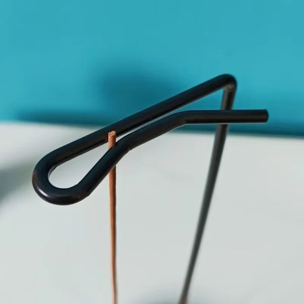Brûle-encens en bois avec support métallique