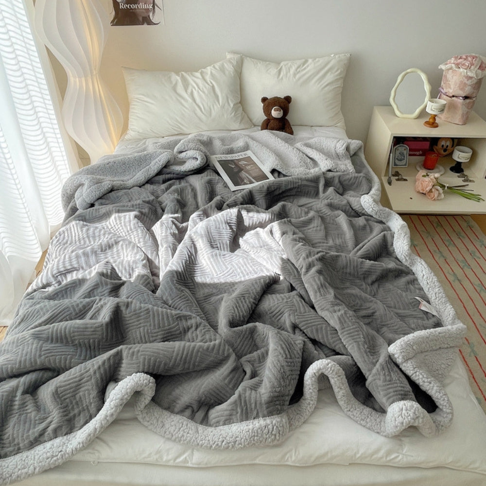 Plaid jacquard doux Seraphina fausse fourrure de lapin