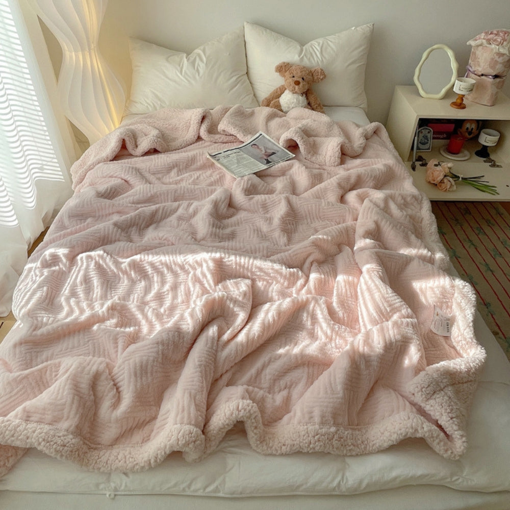 Plaid jacquard doux Seraphina fausse fourrure de lapin