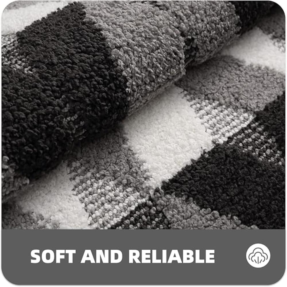 Tapis géométrique antidérapant en microfibre