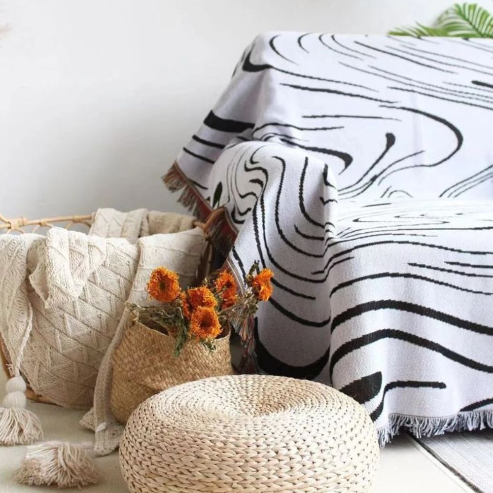Plaid tissé effet marbre