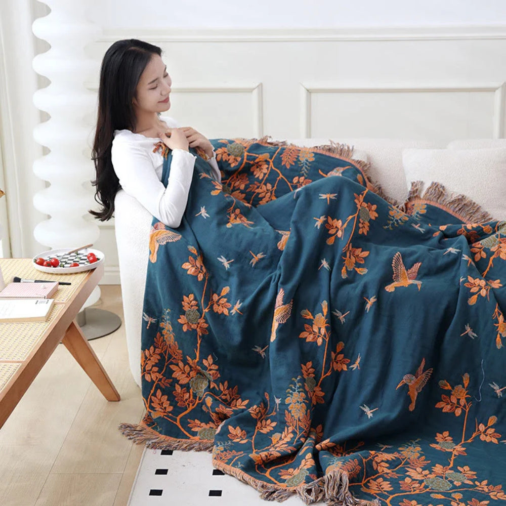 Plaid en coton multicouche ornemental