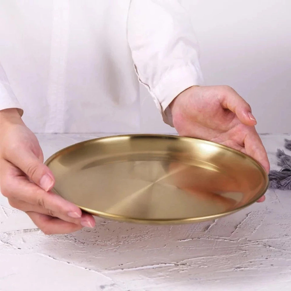 Assiettes de service dorées en inox
