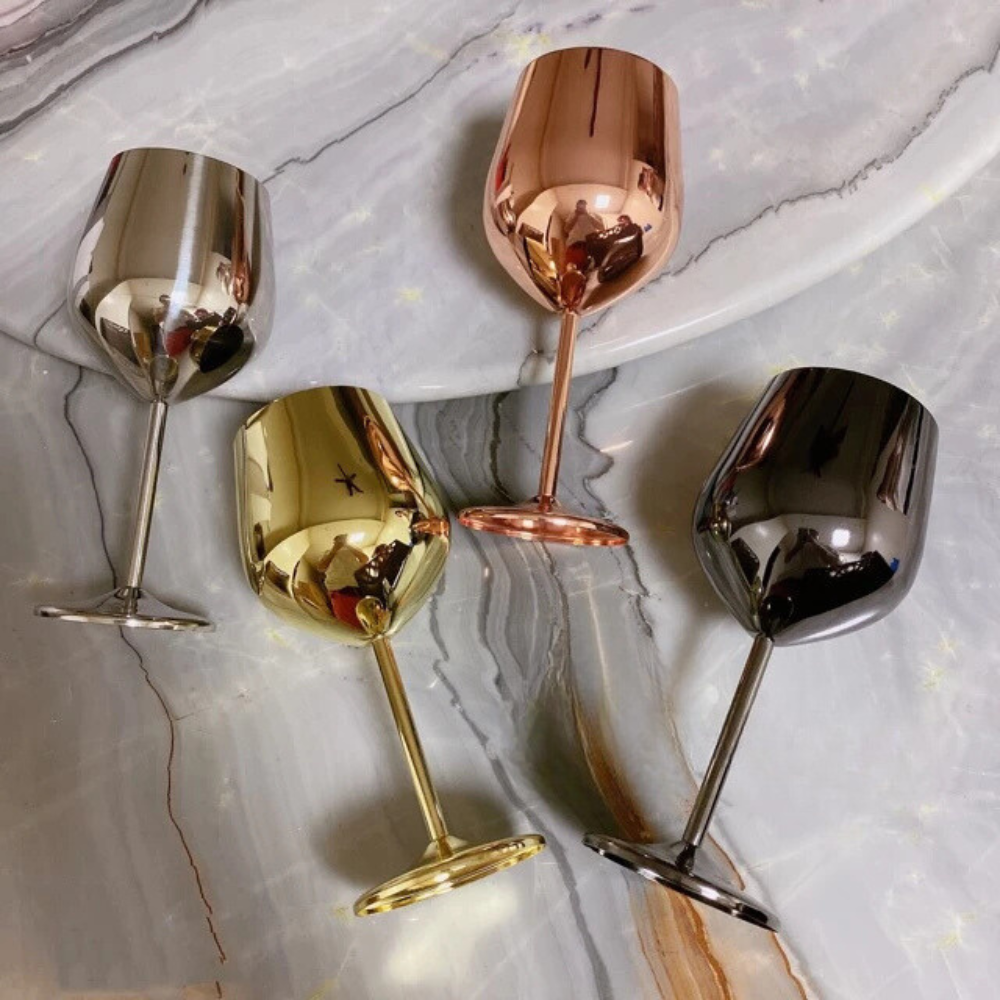 Verre à vin en inox brillant