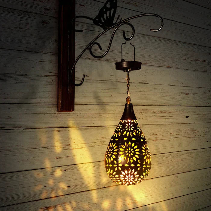 Lampe de jardin solaire a motif floral