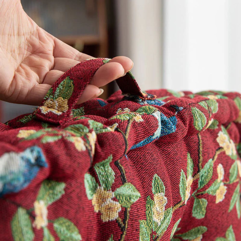 Coussin oiseaux et feuilles