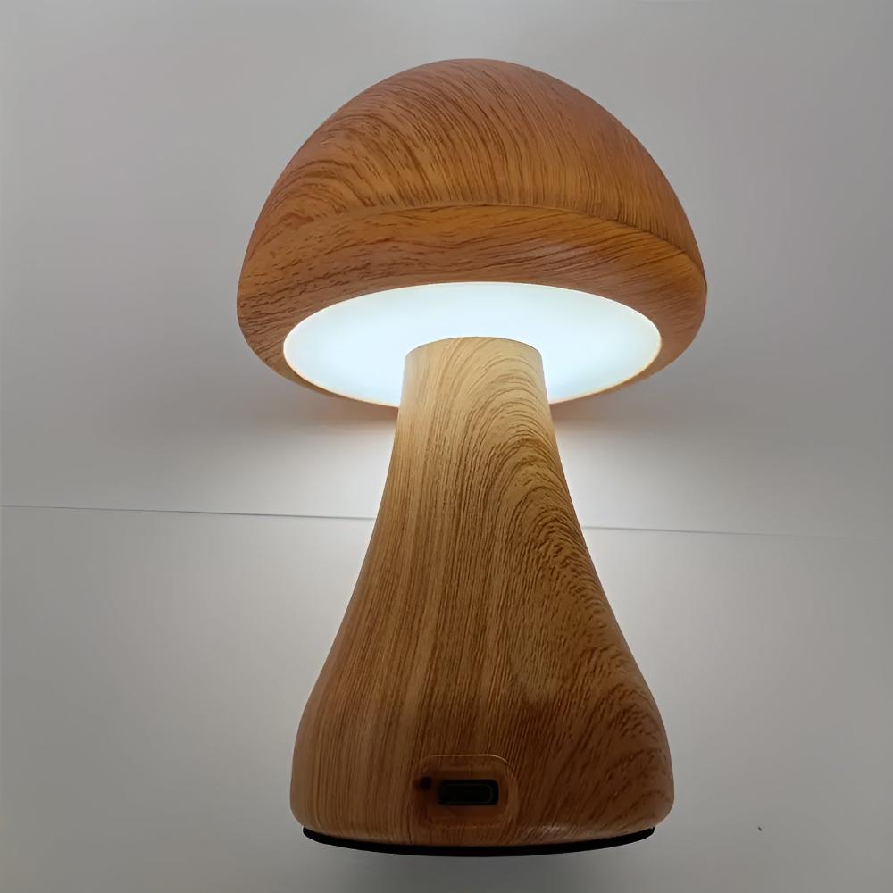 Lampe champignon en bois